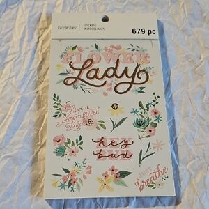 NWT Recollections Floral 'Lady' Sticker Sheet - Pink, Green, Yellow, Teal 679pcs